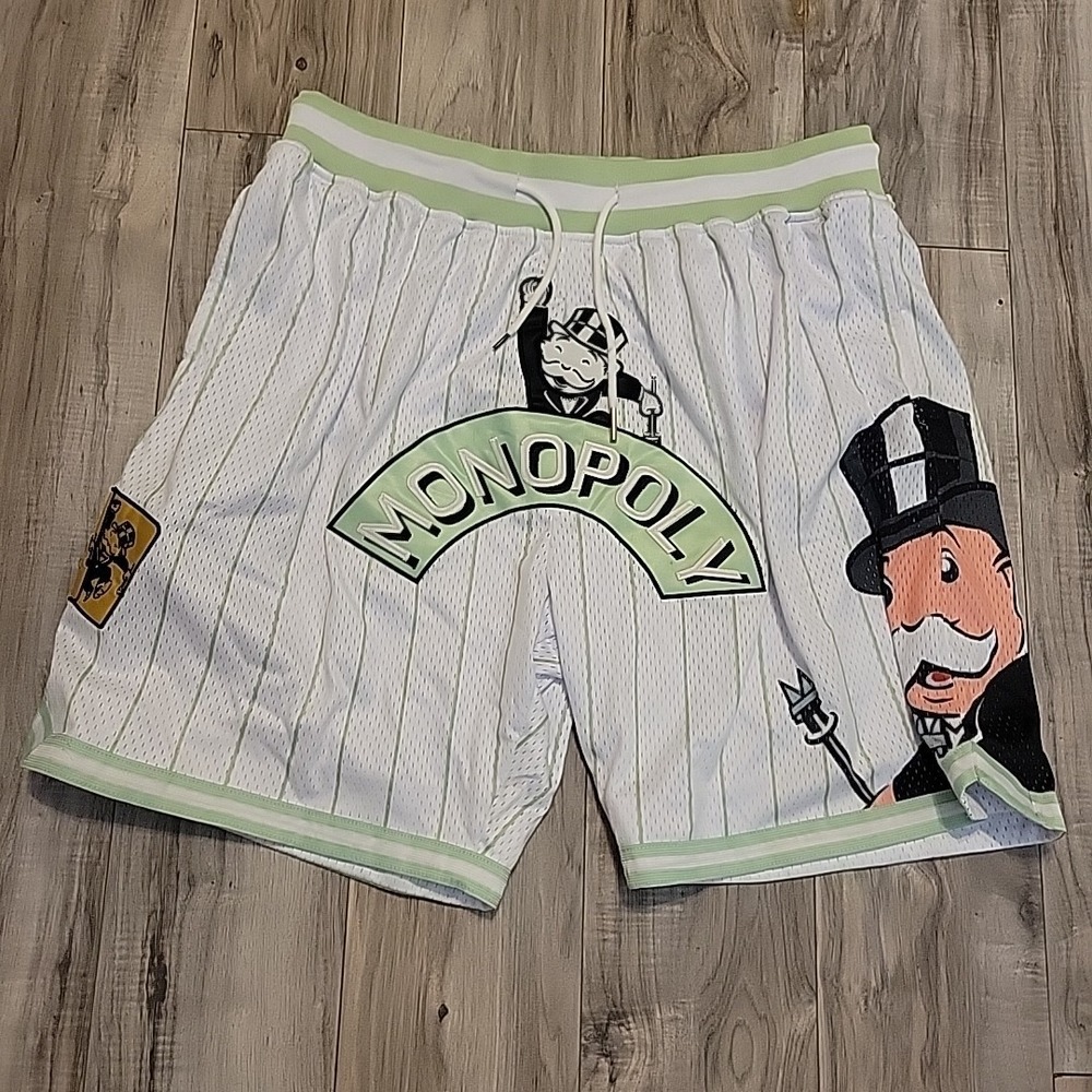 Monopoly Shorts Men 2XL‎ Headgear Classics 1935 Embroidered Accents White Green